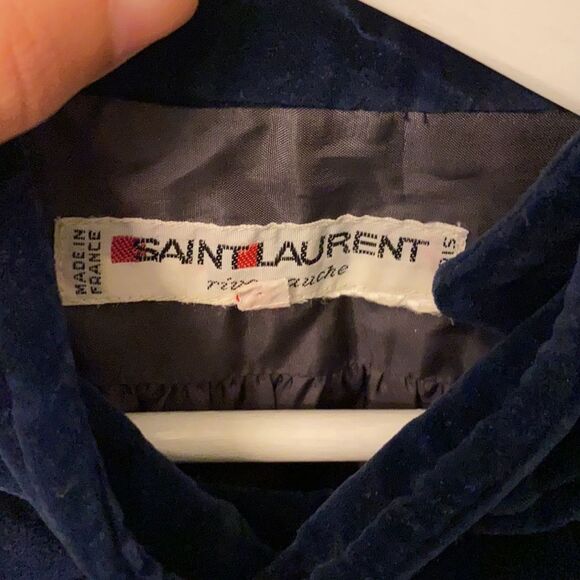 Vintage Saint Laurent Rive Gauche Dress 80s Velvet Wool Geometric Plaid Pattern - Picture 6 of 9